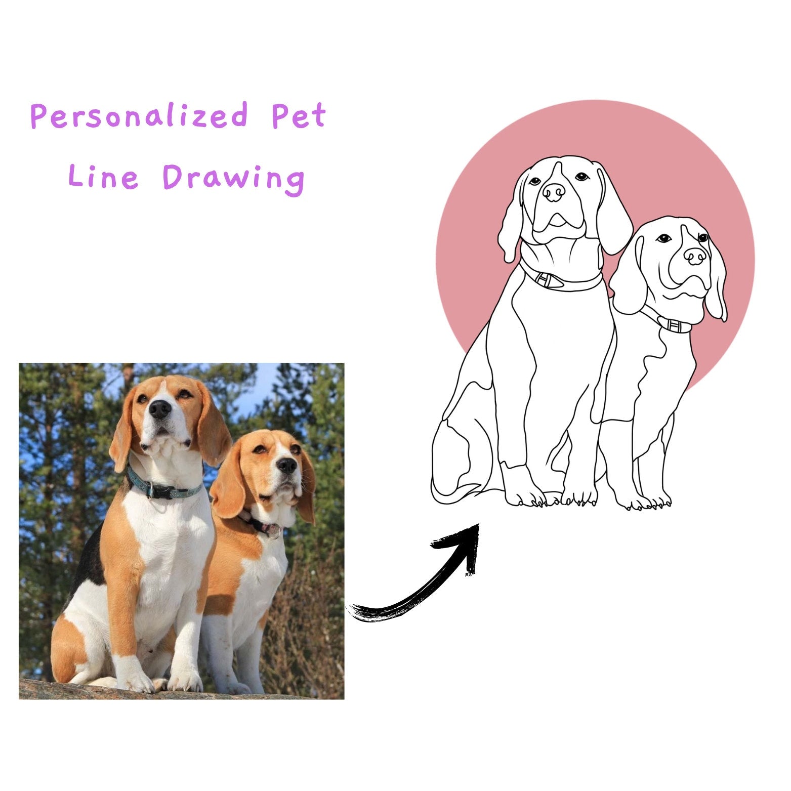 Personalized One Line Pet Portrait (Without Frames)